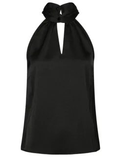 neo noir Svala Heavy Sateen Top - Sort black Outlet