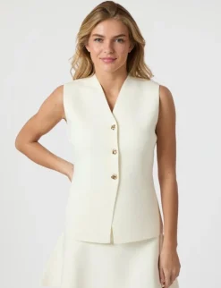 neo noir Sway Smooth Knit Vest - Hvid white Discount