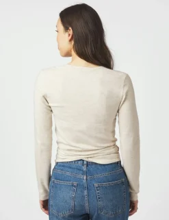 neo noir Tilfa Knit Wrap Bluse - Sand beige Discount