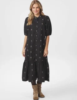 neo noir Veronica Flower Emb Kjole - Sort black Best