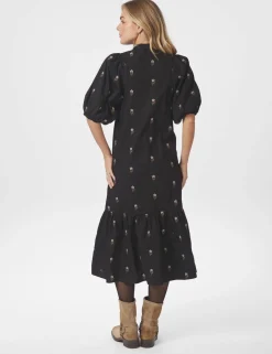 neo noir Veronica Flower Emb Kjole - Sort black Best