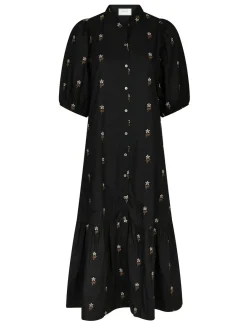 neo noir Veronica Flower Emb Kjole - Sort black Best
