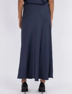 neo noir Vicky Heavy Sateen Nederdel - Mørkeblå Dark Blue