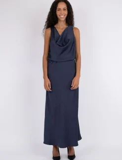 neo noir Vicky Heavy Sateen Nederdel - Mørkeblå Dark Blue