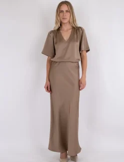 neo noir Vicky Heavy Sateen Nederdel - bronze New