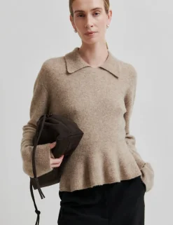 second female Selana Strik Pullover - Camel camelcolour Discount