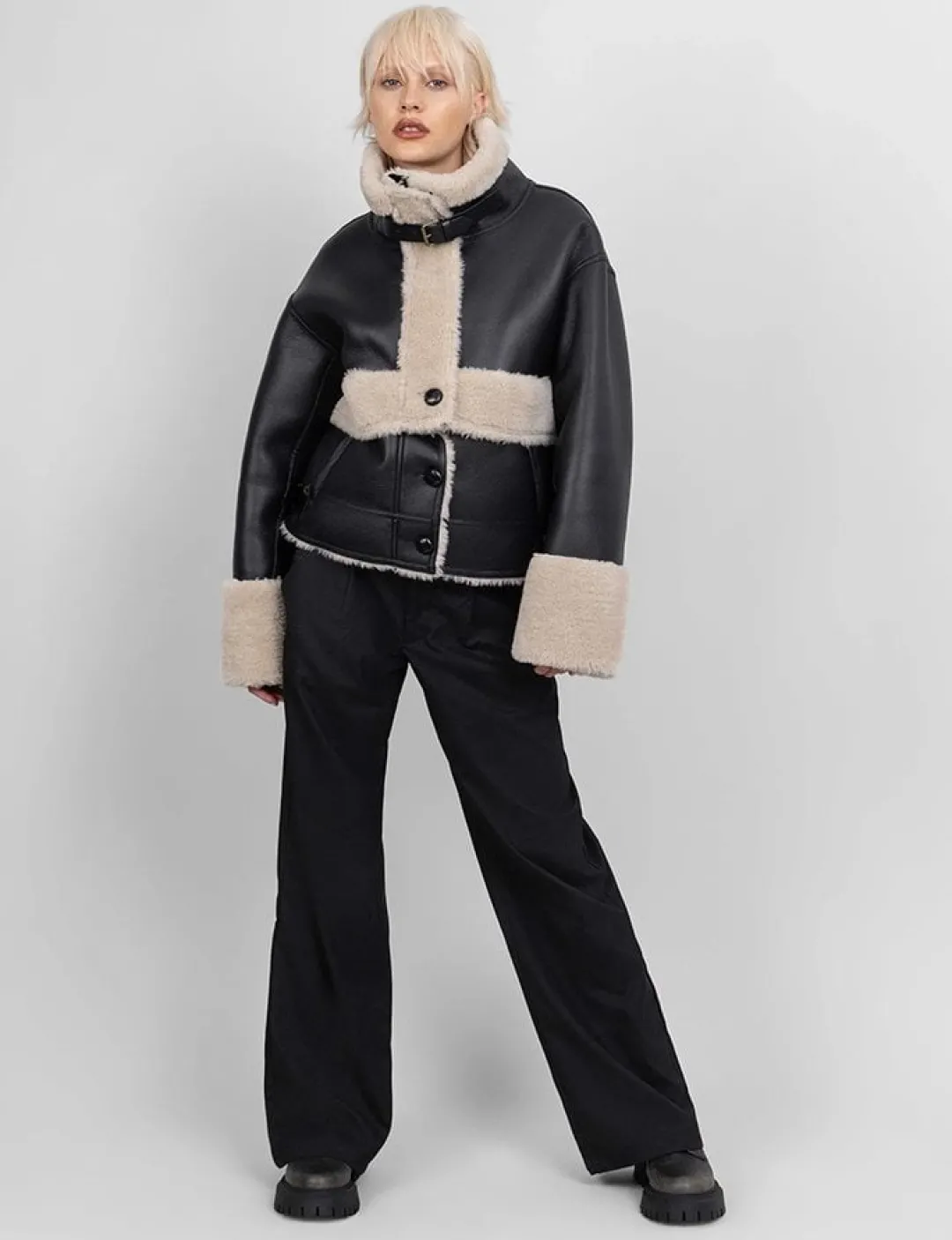 vegancode BJ19748 Two Length Aviator Jakke - Sort black Clearance