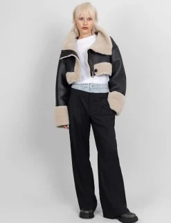 vegancode BJ19748 Two Length Aviator Jakke - Sort black Clearance